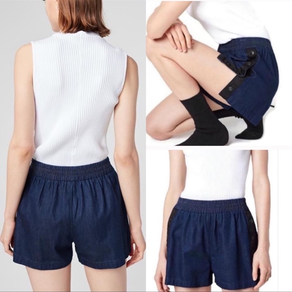 3X1 NYC- Dark Denim Jean Snap Off Track Short Bowers Sz L